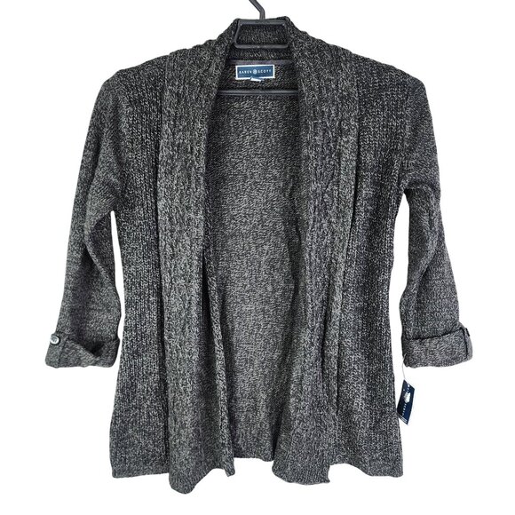 Womens Gray Karen Scott Open Front Cardigan Sweater 100% Acrylic Long Sleeve M - Picture 1 of 10